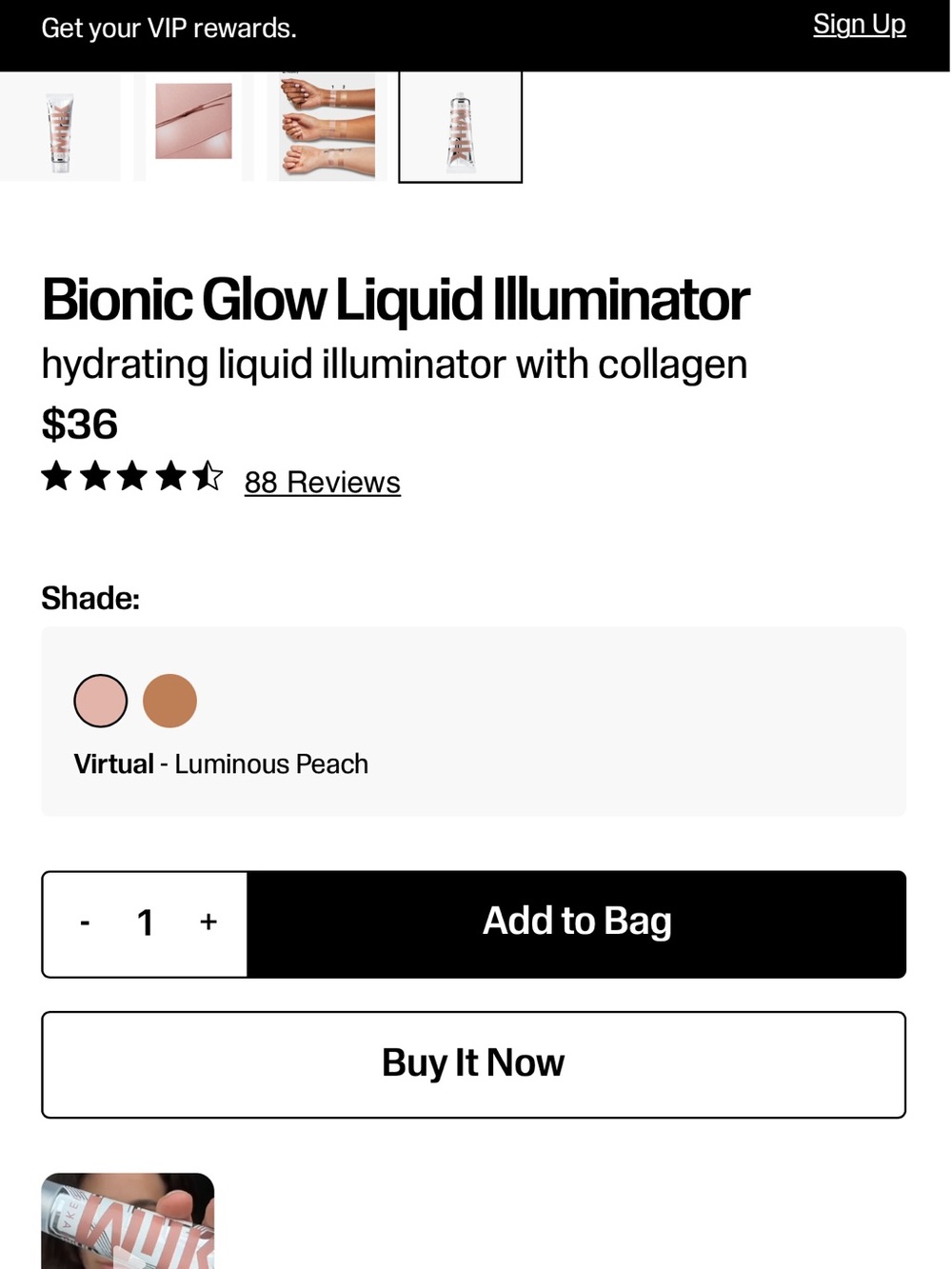 Milk Makeup Bionic Glow Liquid Highlighter - Metallic Gold - Picture 2 of 2